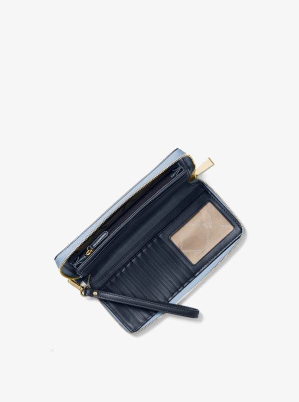 Damske Penazenky Michael Kors Logo Stripe Continental Wristlet Modre Námornícka Modrá - Doplnky Michael Kors Nejlevnejsi | BIPVY-0478
